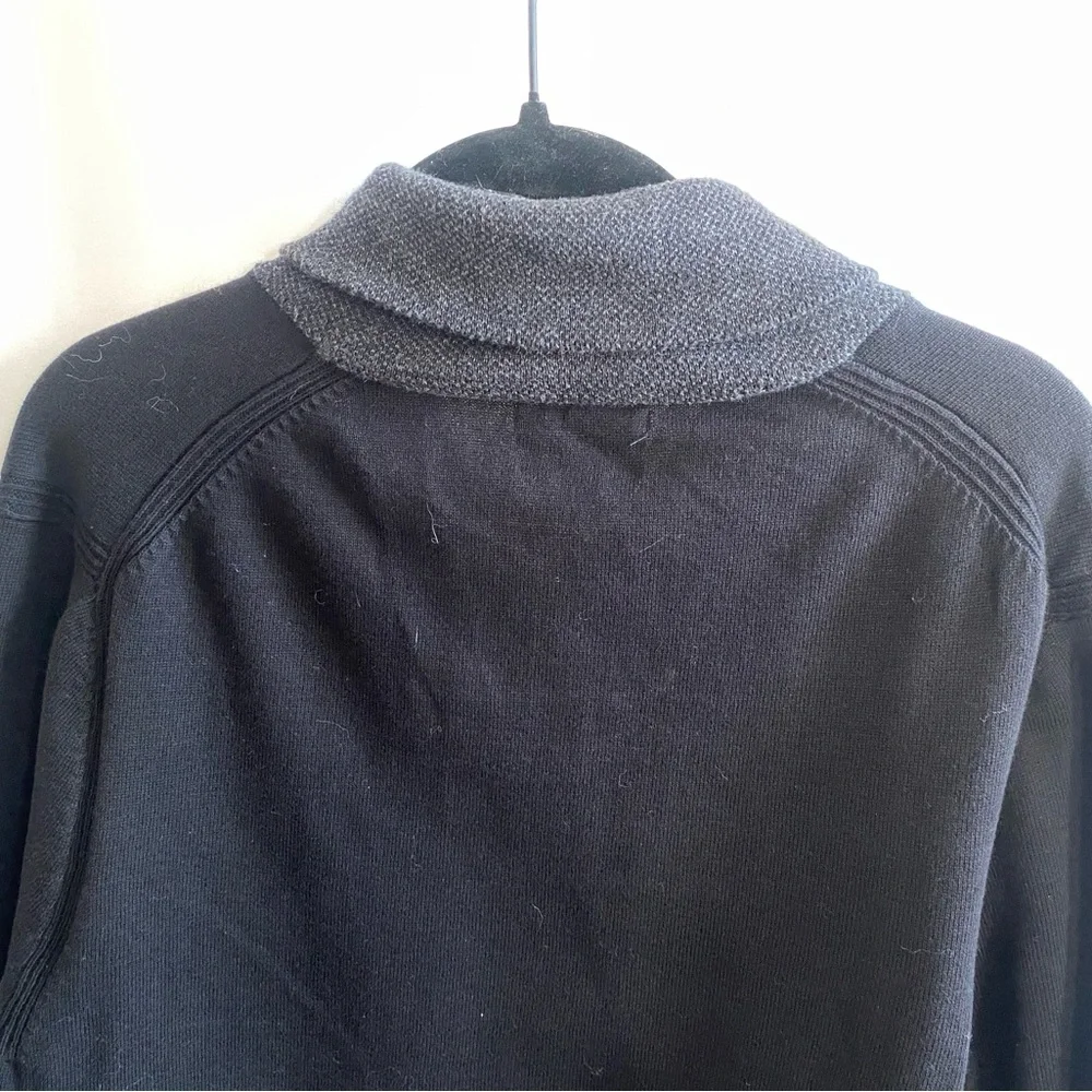 Tasso Elba Sweater Navy Blue Gray Shawl Neck 100% Cotton Medium